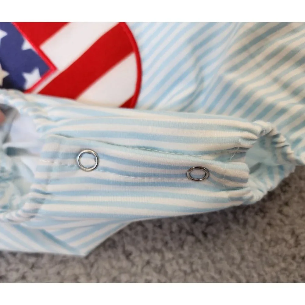 Abby & Evie Red White Blue‎ USA Embroidered Mickey Head One Piece Romper Size 6M